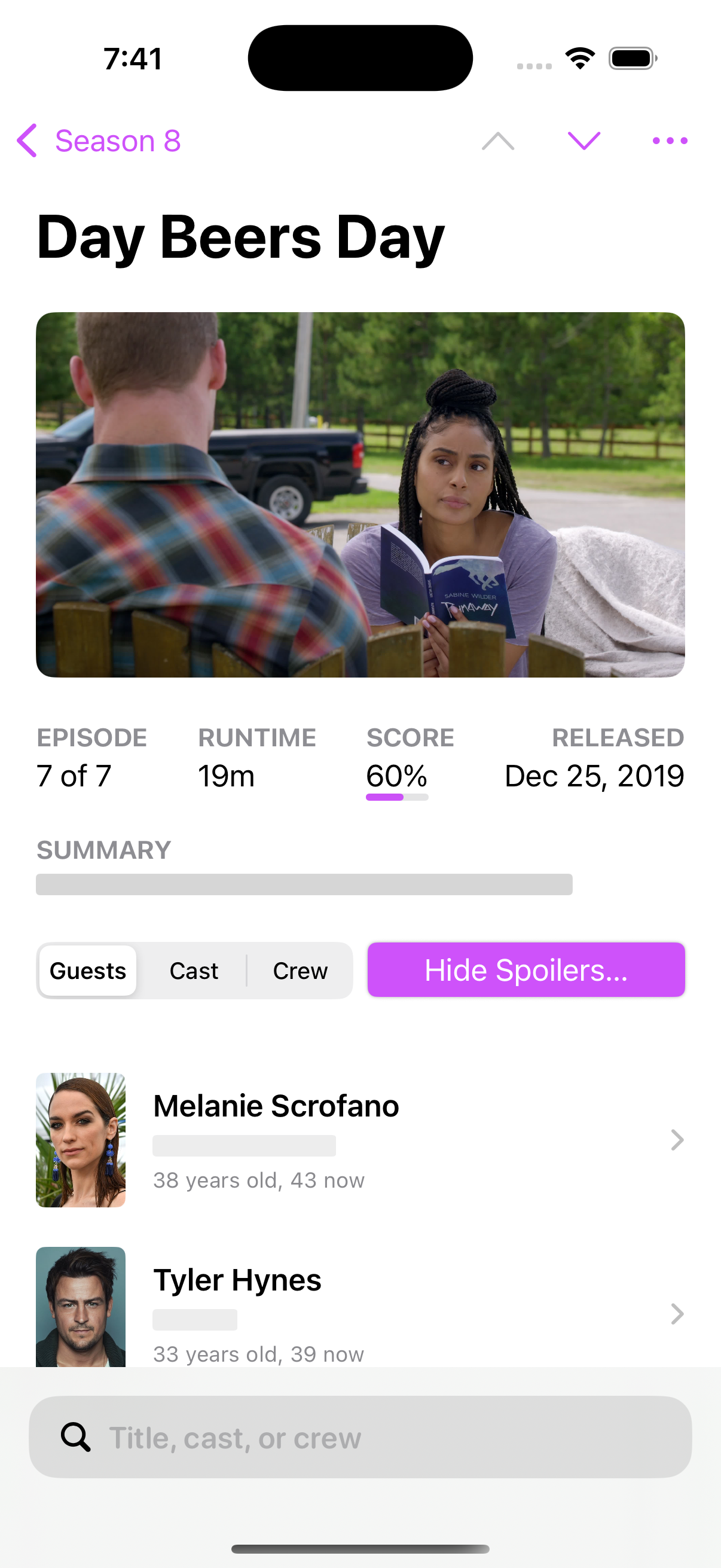 Spoiler avoidance settings screenshot